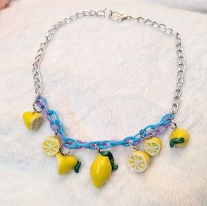 Handmade Clay Lemon Necklace 17" Festival EDM